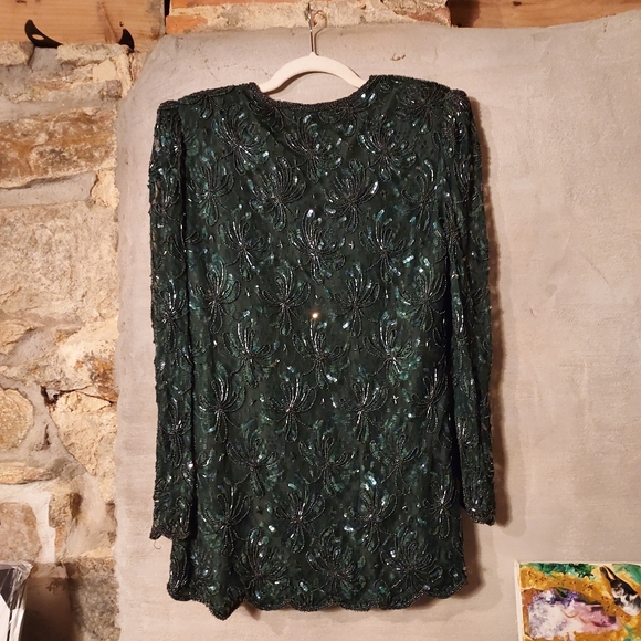 1980's Lawrence Kozar glitz & glam silk mermaid top - Picture 13 of 15